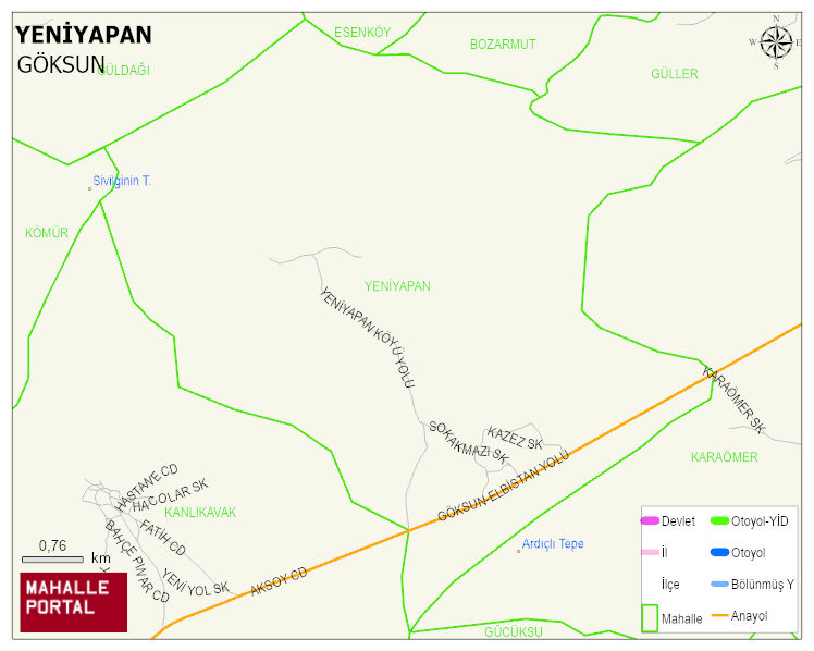 YENİYAPAN Mahallesi Haritası | Detaylı Köy ve Mahalle Görünümü