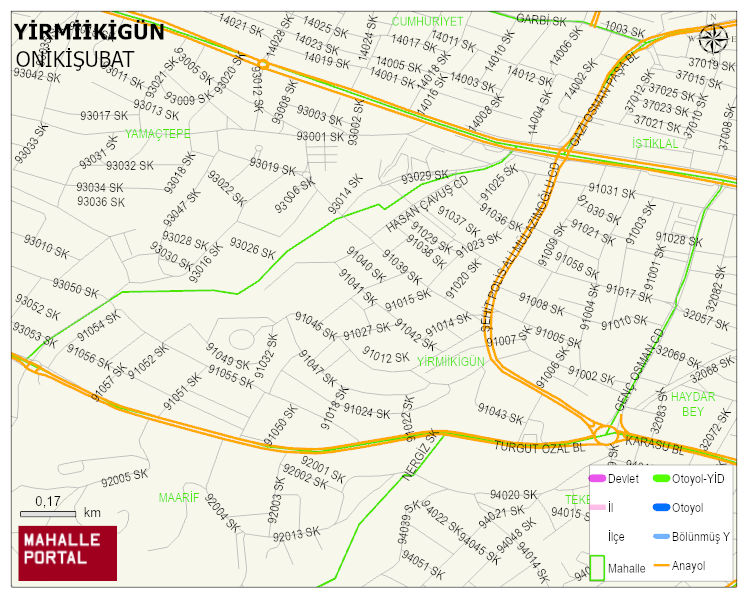 YİRMİİKİGÜN Mahallesi Haritası | Yükselti ve Doğa Özellikleri
