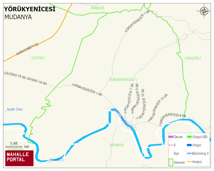YÖRÜKYENİCESİ Mahallesi Haritası | İnteraktif Köy ve Mahalle Sınırları