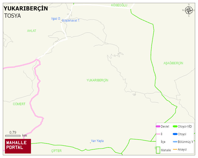 YUKARIBERÇİN Köyü Haritası | Coğrafi Yapı ve Detaylı Haritası