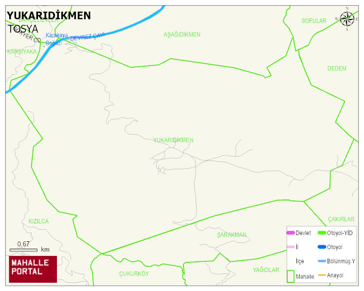 YUKARIDİKMEN Köyü Haritası | Mahalle ve Köy Sınırı