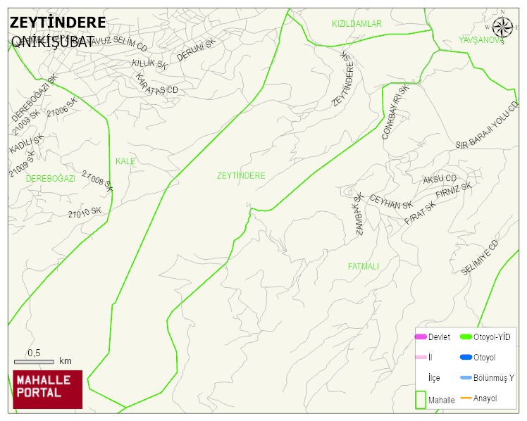 ZEYTİNDERE Mahallesi Haritası | Detaylı Köy ve Mahalle Görünümü